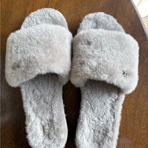UGG Soft Plush Slippers in Light Gray
